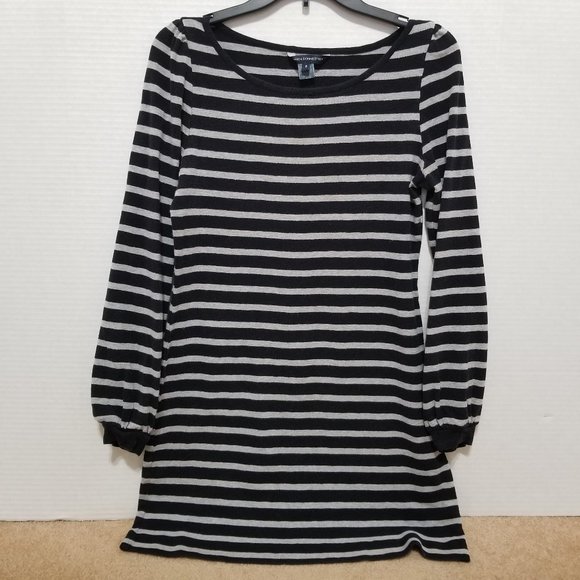 French Connection dress 8 striped knit long sleeve casual mini 100% cotton - Picture 1 of 8